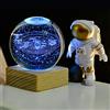 Liamostee 3D Saturno Sfera di Cristallo Luce di Notte per Bambini Palla di Vetro Lampada da Notte con Base in Legno Fantasia Decor Crsytal Ball(Sun)