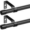 FLY HAWK Bastone per Tenda, 76-116 CM Aste per Tende per Finestra con Pomelli a Cappuccio con Staffe Set, Bastone per Tende Regolabile in Acciaio Inossidabile di Diametro 16 mm/Nero Opaco 2Pezzi
