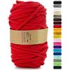 Netuno 1x corda macramè colorata rosso 9 mm 50 m corda in cotone anima in poliestere filo spago uncinetto ferri da maglia decorazioni cordoncino colorato cavo rosso