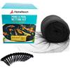 AlpineReach Kit di rete per laghetto Koi 8,5 m x 9 m, nero, resistente, in tessuto a maglia fine, per foglie, protegge i pesci Koi da aironi azzurri, gatti e predatori, riutilizzabile e paletti