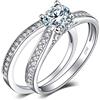JewelryPalace Anello Argento 925, Fedine Fidanzamento Coppia, Solitario 1.3ct Diamante Simulato, Anniversario Matrimonio Promessa Sposa Band Set, Gioielli Donna