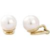 Traveller Orecchini a clip - Senza piercing all'orecchio - Perla Ø 10 mm - crema - oro 22 carati - 714010