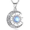 AEONSLOVE Collana Luna e Sole Argento 925 Donna Ciondolo Pietra di Luna con Nodo Celtico Ciondolo Portafortuna Gioiello Cosmico e Astrologico Regalo di Natale