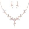 Clearine Set di Gioielli per la Sposa Orecchini di Collana in filigrana con Fiori CZ a Goccia Oro Rosa Trasparente