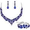 EVER FAITH Gioielli da Sposa per Donna, Collana a grappolo in Cristallo Austriaco, Orecchini Pendenti, Bracciale con Lacci Blu Argento Fondo