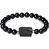 GAVU Bracciale Uomo Tormalina Nera, Bracciale Perline Perline da Uomo con Tormalina Nera Pietra naturale Grezza 16.5cm