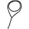 COOLSTEELANDBEYOND Uomo Donna Collana di Perle Onice Nero Catena Forma Y, Cranio Teschio Pendente Acciaio Inossidabile
