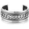 COOLSTEELANDBEYOND Maschile Largo Bracciale da Uomo Donna, Braccialetto del Polsino, Colore Argento con Barbozzale Ornamento
