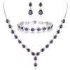 Clearine Gioielli Donna 3-Set Matrimonio Parure per Sposa - Elegante e Splendente Nuziale zircone Infinito Figure 8 Y-Collana Orecchini Braccialetto Pendenti Set Viola Argento-Fondo