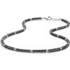 GAVU Collana da Uomo con Perline Piatte di Pietra Ematite Naturale e Acciaio Inossidabile 50cm