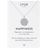LUUK LIFESTYLE Collana filigrana con fiore della vita portafortuna Ciondolo in Acciaio Inossidabile e carta HAPPINESS, Gioielli Donna, Amicizia, Amore, Regali per Lei, Madre, Argento (50cm c.)