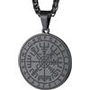 FaithHeart Collane Uomo Personalizzabile Stile Vichingo Ciondolo Runico Pendente Pentagramma/Bussola/Nodo Celtico/Yin Yang Gioielli Nordici Portafortuna per Uomini Ragazzi Catena 55+5cm
