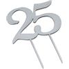 Mopec Confezione da 2 unità W125 Cake Topper in legno per 25 anni, argento, 12 x 17 cm