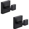 YUET 2 Pezzi Ganci Parete Quadrato Accappatoio Portasciugamani in Acciaio Inox Gancio Appendiabiti Asciugamani Parete Cucina Bagno Garage Montaggio Appendere Cappotto (Nero)
