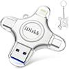 iDiskk chiavetta usb iphone512 GB, Memoria USB Lightning Esterna 4 in 1 per iPhone, Archiviazione iPad Funziona con Dispositivo USB-C iPhone Telefono Android Mac e PC