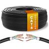 Mr. Tronic Cavo Impermeabile Esterno Ethernet Cat 6 da 100m, Cavo di Rete LAN Cat 6 ad Alta Velocità Per Internet Veloce 1 Gbps - AWG24 Cavo Sfuso Senza Connettori RJ45, UTP CCA (100 Metri, Nero)