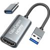 Fulfalic Scheda di acquisizione video Fulfalic da HDMI a USB 4K Full HD 1080p, per editing/gioco/video online(argento)