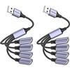 MOGOOD USB Splitter, Cavo USB 4 in 1,Hub USB Adattatore da USB a USB,Splitter USB Multi Presa,Convertitore Cavo USB a 4 USB Femmina Multi Porte USB Cavo di Prolunga di Alimentazione USB per PC/Auto/TV