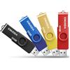 ENUODA Chiavette USB 32GB 4 Pezzi Pennetta Girevole Pen Drive USB 2.0 per Archiviazione Dati con Luce LED (4 Multicolorato: Giallo Rosso Blu Nero)