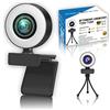 MADD Webcam TikTok PC Telecamera Web Streaming Compatibile Full HD 1920x1080P Foto Videoconferenza Microfono con Luce ad Anello Regolabile Supporto 3D Rotazione 360° Alta Risoluzione Autofocus USB
