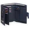 SENDEFN SENFEFN Portafoglio Uomo Vera Pelle Trifold, Portafogli Uomo Blocco RFID con 19 Porta Carte di Credito, Tasca Portamonete, 3 Scomparti Banconote
