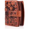 Matador Marca Portafoglio Donna Pelle #VALENZA con Nobile Scatola Regalo, Lusso Porta Carte con protezione RFID, Portafoglio Donna Grande con Molti Scomparti per Carte, Marrone Fiori