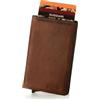 GUGGIARI® Porta Carte Credito Uomo in Pelle - Portacarte RFID in Alluminio con Porta Monete e Tasca di Cortesia con Chiusura Magnetica - Portafoglio Uomo Slim - Leather - Brown
