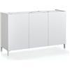 Wink Design Madia, Pannelli ecologici di Legno, melamminico, Bianco Lucido, Marmo Calacatta, H84 x 130 x 40 cm