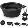 Bonza Large Collapsible Dog Bowl 1000 mL, Sturdy Reinforced Rim, Includes Carabiner & Water Bottle Holder Keychain, Black