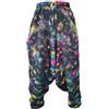 Gheri - Pantaloni da uomo in cotone leggero con cavallo Ninja Aladdin Genie Harem Tintura nero arcobaleno. L/XL
