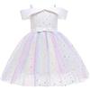 Cichic Vestito da festa delle ragazze 2-10 anni vestito da cerimonia nuziale elegante vestito formale, Tulle bianco., 3-4 Anni