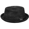 Stetson Pennsylvania Pigskin Pork Pie in Pelle da Uomo - Cappello in Pelle suina - Pork Pie Foderato - Fedora in Used Look Estate/Inverno - Cappello Robusto Nero L (58-59 cm)