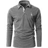 GNRSPTY Polo Uomo Lunga Manica Magliette Cotone Casual Giraffa Ricamo Golf Tennis,Vino Rosso,XL