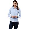 EMBRAER Camicia-Blusa Donna Elegante, Taglio Giusto/Modern-Fit, in Tinta Unita con Inserti in Contrasto Azzurro 42