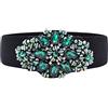 TeeYee Grande cintura da donna con strass con fibbia regolabile in larghezza elastica dorata blu