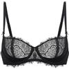 DOBREVA Donna Reggiseno Balconcino Push Up Sexy Pizzo con Ferretto Taglie Forti Nero 2A