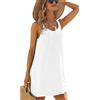 RPAEOY Vestiti Donna Ruched Chiffon Copricostume Spiaggia da Mare Bikini Cover Up Tunica Costume da Bagno Estate Abito da Spiaggia Interi Beachwear Beach Dress (Bianco,L)