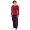 I-Smalls - Pigiama in pile, da uomo, caldo per l'inverno, con pantaloni a quadri Newquay Red Large