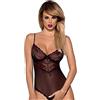 Obsessive Seducente body aperto all'inguine in un'accattivante confezione regalo, nero/bordeaux aperto, S/M