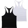 Muscle Alive Uomo Palestra Stringer Canottiera Cotone Bodybuilding Allenarsi Vest Nero+Bianco L