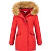 Elara Donna Giacca Parka Invernale Cappotto Finta Pelliccia Chunkyrayan EF-19037 Red 34 (XS)