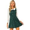 Allegra K Abito da donna a quadri con colletto Peter Pan a contrasto con bottoni decorativi e svasati, Verde, 44