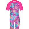 HUAANIUE Ragazze Costume da Bagno Rosa UPF 50 + UV Costume da Bagno One Piece Fiore Nuoto Zipper 8-10 Anni Costume Solare Estate Vestiti