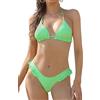 SHEKINI Costume da Bagno Donna Due Pezzi Triangolo Ties-Up Halter Bikini Top Costumi Donna Due Pezzi A Balze Perizoma Brasiliano Bikini Fondo da Spiaggia(XS,Verde Fluo)