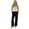 Thingimijigs Pantaloni classici da donna in lino, con elastico in vita e tasche, abbigliamento casual estivo da lavoro, Marina Militare, 46