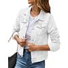seiveini Giacca Corta di Jeans Donna Corta Giubbotto Jeans Giacca Denim Boyfriend di Base Giacca Jeans Taglie Forti Casual Jacket B Bianco XXL