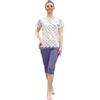 Leo Corsetteria Pigiama Donna Pinocchietto Giovanile Cotone Mezza Manica Pantalone Pescatora Taglia XL Colore Blu
