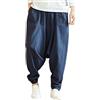 ORANDESIGNE Pantaloni da Lavoro Uomo Estivi Leggeri Pantaloni Ragazzo Lino Coulisse Elegante Elasticizzati Pantaloni Slim Fit Cargo alle Caviglie Pantalone Casual Plus Size Oversize C Blu Scuro 3XL