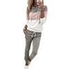 Shownicer Tuta Ginnastica Donna A Righe Completo Sportivo Palestra Manica Lunga Sportwear Invernale Fitness Felpa Pantaloni Jogging Rosa XS