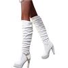 Kobilee Stivali Cowboy Donna Sopra il Ginocchio Pelle Vintage Stivali Alti con Tacco Morbidi Larghi Anfibi Elasticizzati Caldo Curvy Western Boots Stivaletti Invernali Sexy Camoscio